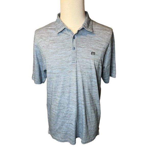 Travis Mathew Mens Golf Polo Shirt Size Large Blue Poly Cotton - Picture 1 of 8